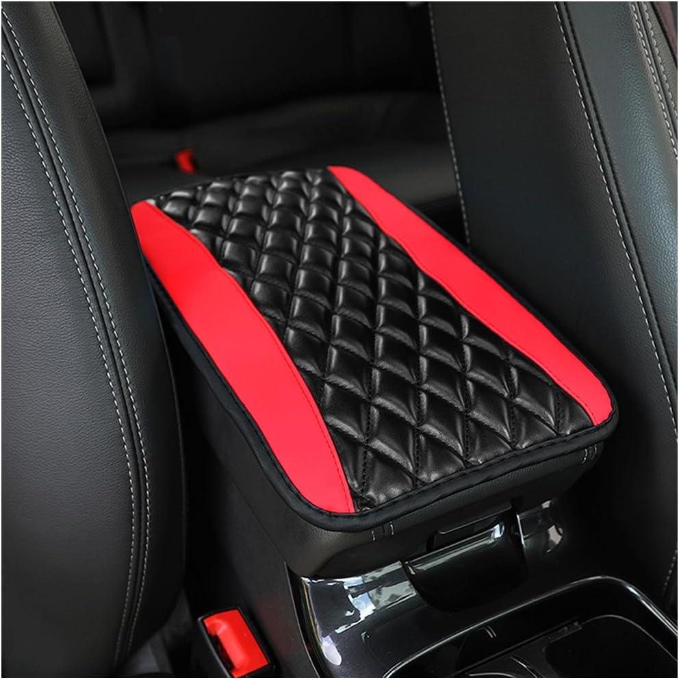 Moly Magnolia Car Center Console Cushion Pad, Universal Leather Waterproof Armrest Seat Box Cover Protector,Comfortable Car Decor Accessories Fit for Most Cars, Vehicles, SUVs (Red)