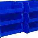 Akro-Mils 30250 AkroBins Plastic Storage Bins, Space-Saving Stackable Bins for Garage, Pantry, Craft Organization, 15" x 16" x 7", Blue, 6-Pack