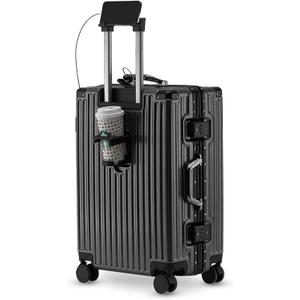 A Wodtip Carry-on with Cup Holder & USB Port Carry on Luggage Durable Luggage Suitcase Lightweight Hard side Luggage with TSA lock & Phone Holder 360 double spinner Wheels (Black=20lnch, 20lnch) A Wodtip Carry-on with Cup Holder & USB Port Carry on Luggage Durable Luggage Suitcase Lightweight Hard side Luggage with TSA lock & Phone Holder 360 double spinner Wheels (Black=20lnch, 20lnch)