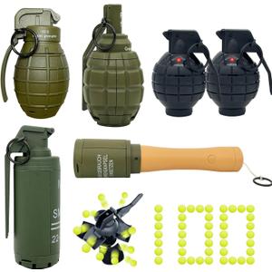 Toy-Hand Grenade for CS Battle Game, 6pcs Tactical CS-Grenade Toy with 100 Foam Ammo, 4pcs Pull Ring Grenade Toys & 2 pcs Hand Grenades for Age 14 Years Old and up