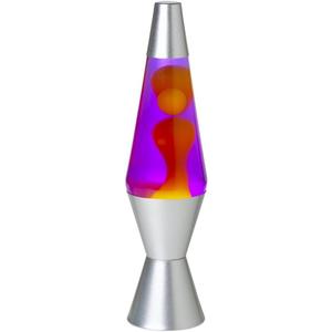 Lava Lite 21250400US2125 Lava The Original Silver Base Lamp with Yellow Wax in Purple Liquid, 14.5", Yellow/Purple