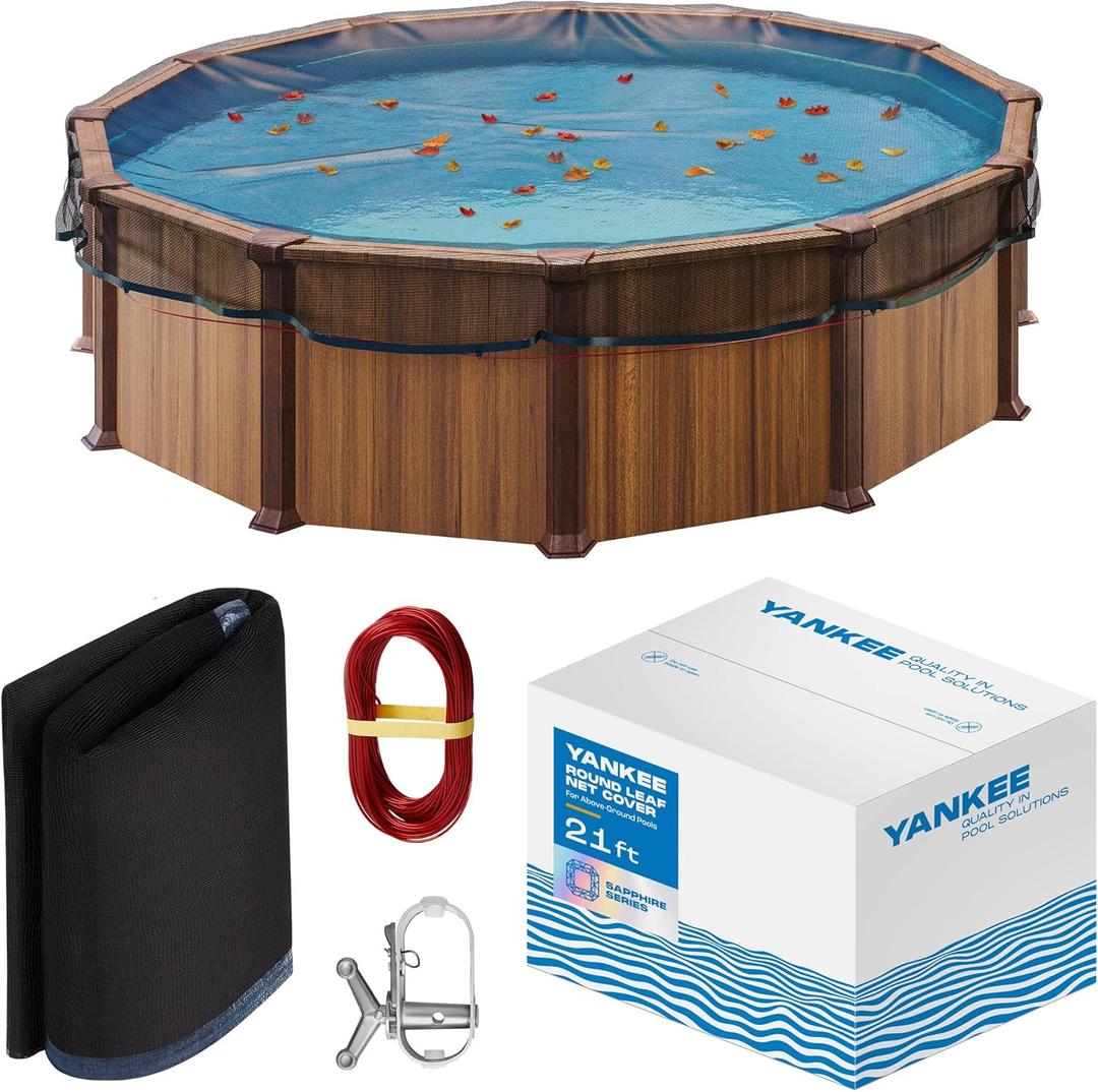 Yankee Pool Leaf Net Cover for 21 Ft. Above-Ground Round Pool - Heavy-Duty 0.15, Net to Protect from Leaves, Debris | Leaf Catcher to Prevent Clogging Yankee Pool Leaf Net Cover for 21 Ft. Above-Ground Round Pool - Heavy-Duty 0.15, Net to Protect from Leaves, Debris | Leaf Catcher to Prevent Clogging