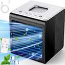 3-IN-1 Mini Air Conditioner with Remote, Top Splash-Proof Design, Powerful 3 Speeds & Cool Mist, Large Capacity Tank for 6H Cooling, USB Small Portable Air Conditioner for Desk Office Room (Black/White)