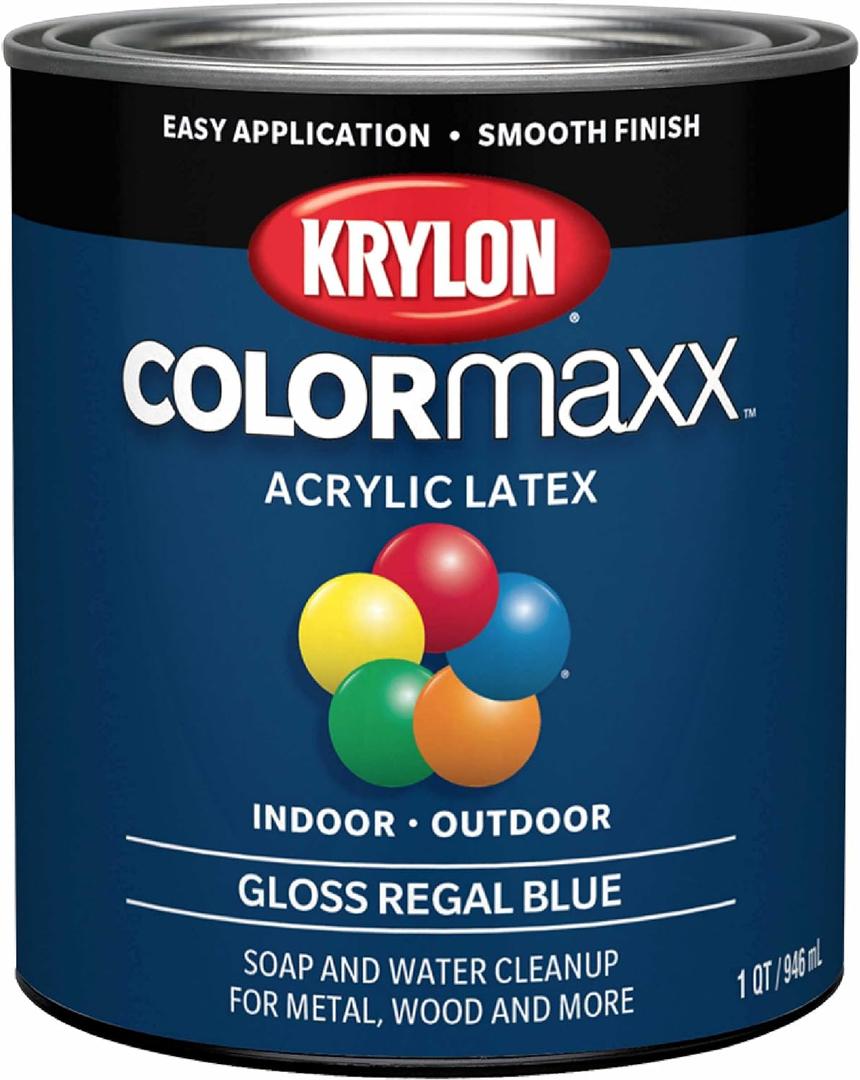 Krylon COLORmaxx Brush-On, Gloss, Regal Blue, 1 Quart (32 Fl Oz (Pack of 1))