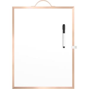 MaxGear Small White Board Dry Erase Board for Wall, Golden Aluminum Alloy Frame 16"x12" Hanging Whiteboard, Portable Double-Sided Magnetic Whiteboard for Students, Planning, Drawing, Memo