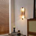 2 Pack 2 Light Oval Red Frosted Glass Bathroom Wall Sconce Modern Concise Style Wall Light Fixture,Black Finish for Bedroom Hallway Bedside