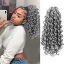 KRSI 14Inch Curly Hair Extension Drawstring Ponytails for Black Women, Synthetic Curly Short Fake Ponytail Fake Hair Gray Ponytail Extension Clip in Extension for Black Women(Grey)