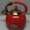 SUSTEAS Stove Top Whistling Tea Kettle - Food Grade Stainless Steel Teakettle Teapot with Cool Touch Ergonomic Handle, With 1 Silicone Pinch Mitt Included, 2.64 Quart(RED)