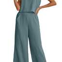 IWOLLENCE Women's Summer 2 Piece Outfits Set Round neck Sleeveless Tank Crop Top Wide Leg pants Set Pockets Jumpsuits, XS