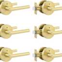 Goldenwarm Gold Door Handles Interior, Zinc Alloy Heavy Duty Brushed Gold Interior Door Handles for Bedroom Bathroom, Modern Round Privacy Door Levers (6 Pack)