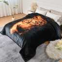 Heavy Tiger Super Soft Korean Faux Mink Blanket 9LB King Size 83x95In - 2 Ply A&B Thick Fleece for Bed, Couch, and Sofa, Warm Silky Soft for Autumn and Winter
