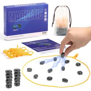 Magnetic Chess Game, 24 Stones, 3 String & Portable Storage Bag, Strategy Board Game for Family Night, Use for Kids Adults