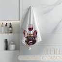 Funny French Bulldog Wine Kitchen Towels, French Bulldog Gifts for Women Men Dish Tea Towels, Dog Lovers Gifts Decorative Hand Towel for Bar Cart, 16x24 Inch