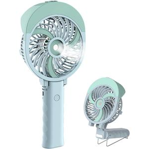 HandFan Personal Misting Fan, 55ml Large Water Tank, Poratable Handheld Rechargeable Mister Fan, Battery Operated Mist Fan, 180Foldable, 3 Speeds, for Travel, Beach, Camping, Outdoors, Makeup (Green)