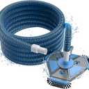 UIRWAY Upgrade Pool Vacuum Head with Side Brush & 360° Swivel Cuff, Heavy Duty Manual Kink-Resistant 1-1/2" x 40 Ft Vacuum Hoses, Weighted Triangular Shape for Inground & Above Ground Pool(No Pole)