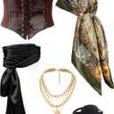 kasahara Pirate Costume Accessories Women Pirate Bandanas Head Scarf Eye Patch Medieval Corset Necklace Jewelry