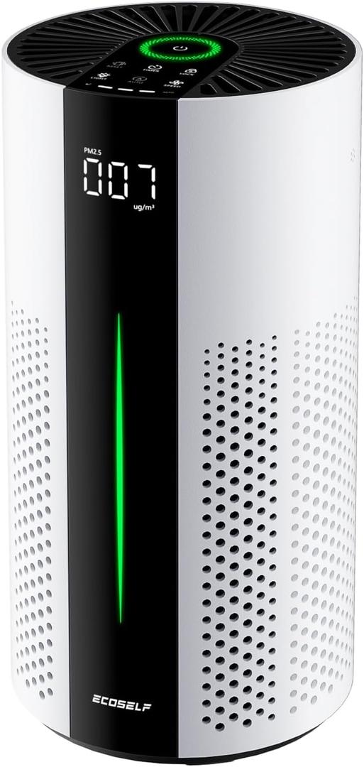 ECOSELF Air Purifiers for Home Large Room up to 1800 Ft, Air Purifiers for Bedroom 360 Air Intake with Smart Auto Mode, HEPA Air Purifier, Air Cleaner for Smoke PoIIen Pet Dander, HAP609