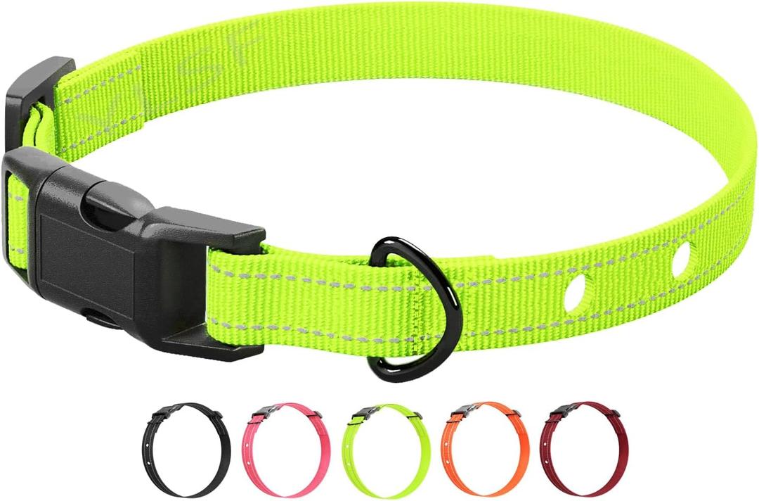 Dog Nylon Collar Strap with 2 Holes for Electronic Fence Training Barking Collar Receivers-3/4 Inch Replacement Strap-Compatible with Nearly All Brands and Models of Electric Collars (Fluorescent Green)