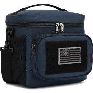 FlowFly Lunch Bag, Insulated Cooler, Thermal Lunch Box Tote with MOLLE/PALS Webbing, Adjustable Padded Shoulder Strap, for Tactical Men Women Adults and Boys Girls Kids (Cyan, Medium)