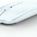 Wireless Bluetooth Mouse Rechargeable Laptop Mice Silent Slim Use(BT5.2 and 2.4G Portable USB Receiver) Dual Mode Computer Mouse for Laptop/iPad/Tablet/Apple/Computer/Mac(Bright White)