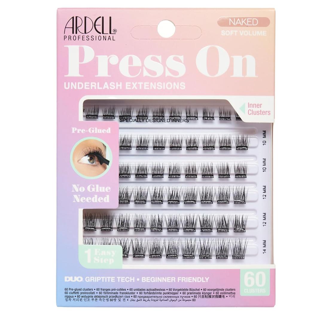 Ardell Press On Pre-Glued Underlash Extensions - Diy Lash Cluster, Eyelash Extension Kit, Naked Soft Volume - 60 Ct, 1-Pack