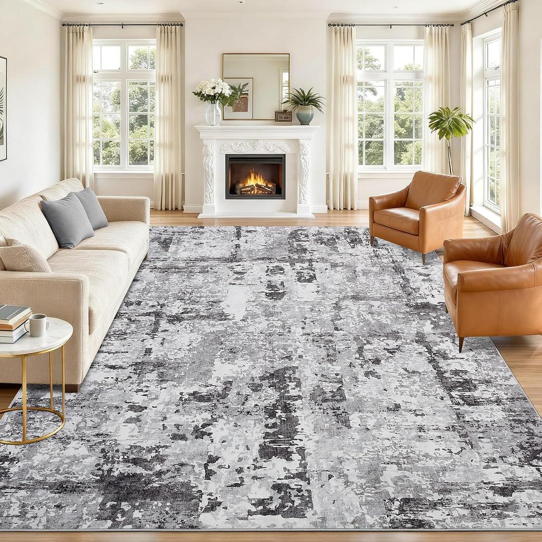 GarveeHome Modern Area Rugs 8x10 for Living Room, Abstract Large Washable Rug Soft Non Slip Stain Resistant Floor Mat Carpet Indoor Thin Accent Rug for Bedroom Nursery Home Decor