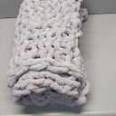 Bigacogo Chunky Knit Throw Blanket for Couch, 40x40 inches, 100% Hand Knitted with Thick Jumbo Chenille Yarn, Cozy Soft Large Rope Knot Cable Crochet Blankets for Sofa Bed Living Room, Light Grey