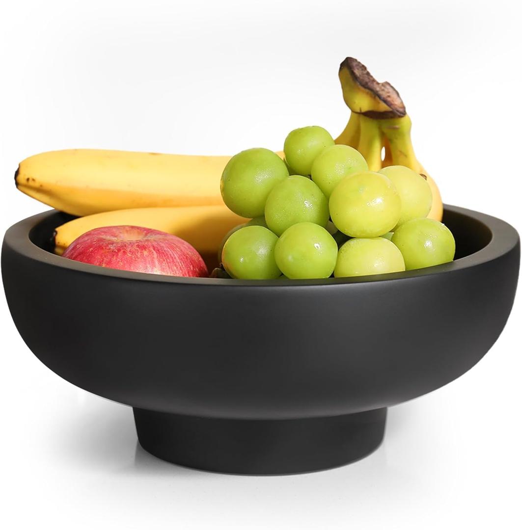 Concrete Fruit Bowl Large Decorative Pedestal Bowl for Kitchen Counter, Entryway, or Coffee Table Modern Catch All Key Bowl Heavyweight Centerpiece for Home Decor 