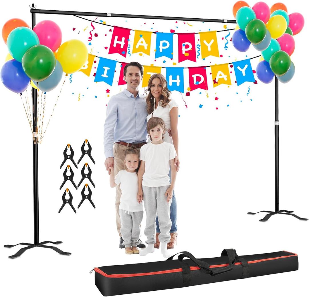 10x8.5ft(WxH) Upgraded Heavy Duty Backdrop Stand, Pipe and Drape Stand Kit with Cross Base, Photo Background Stand for Parties, Wedding, Photography-Quick Installation