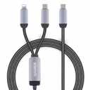2-in-1 USB C Fast Charging Cable 6.9FT, Dual Connector (USB-C & iOS) for Simultaneous Fast Charging, Extra Long Nylon Braided Charger Cord for Phones, Tablets, Laptops