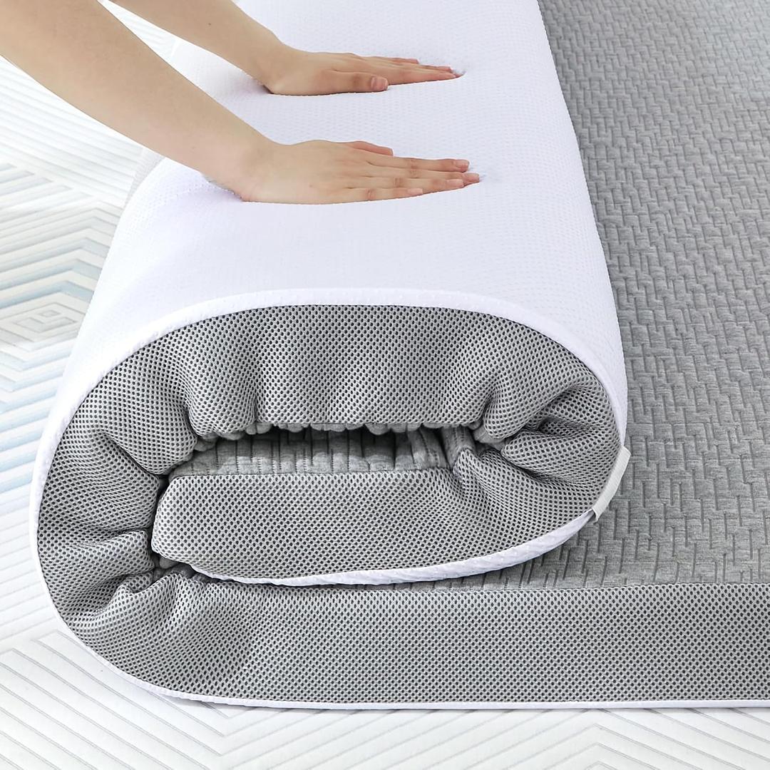 SINWEEK 2 Inch Mattress Topper Twin Size, Soft Memory Foam for Back Pain Relief, Breathable Bed Topper with Grey Cover, CertiPUR-US Certified