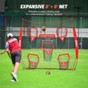ZELUS 8 x 8ft Football Throwing Net, Quarterback Training Equipment with 5 Target Pockets, Football Practice Throwing Passing Accuracy Trainer with Carry Bag Ground Stakes for Kids Adults, Red