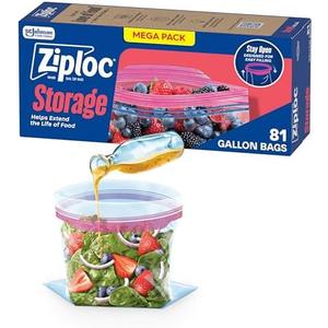 Amazon.com: Ziploc Gallon Food Storage Bags, Stand-Up Bottom, Easy to Fill, 81 Count (Packaging May Vary) : Health & Household