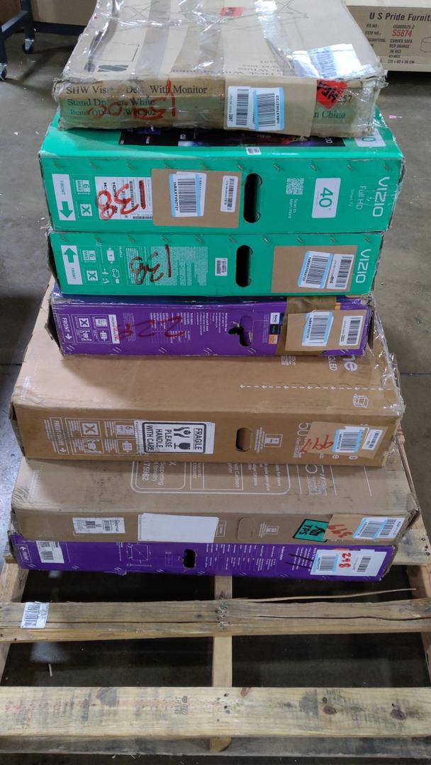 Pallet ( 7) Damaged / Broken Tvs