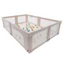 Foldable Playpen with Mat for Babies and Toddlers, 73" x 61" Baby Play Pen for Indoor & Outdoor, Playard with Soft Breathable Mesh, Pull-Link and Ocean Balls, Pink