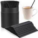 300 Pcs Black Heavy Duty Coffee Stirrers Cocktail Straws and Holder Set,5" Long 0.16" Diameter Plastic Disposable Coffee Stir Sticks Bar Cocktail Straws Accessories Restaurant Kitchen Party Supplies