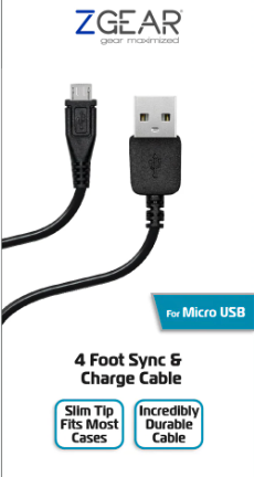 ZGEAR 4 Foot Sync & Charge Cable