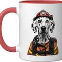 Dalmatian Firefighter Ceramic Mug, Red/White (11 Ounces)