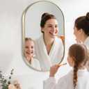 Gold Oval Mirror, 24"x36" Oval Bathroom Mirror, Vanity Mirror with Brushed Metal Frame, Wall Mount Mirrors Decor for Bathroom, Bedroom, Entryway, Living Room(Hangs Horizontally or Vertically)