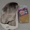 RENERSHOW Grey Bob Short Wigs for White Women Ombre Gray Bob Wig with Bangs Straight Bob Haircuts Heat Synthetic Wigs for Old Lady Average Size Wig