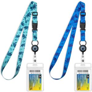 MNGARISTA Cruise Lanyards, Adjustable Lanyard with Retractable Reel, Waterproof ID Badge Holder for All Cruises Ships Key Cards, 2pack (Sea Turtle)