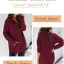 Ladmous Womens Casual Long Sleeve Half Zip Sweatshirt Lapel Drawstring Oversized Pullover Tops with PocketsS-2XL (Red)