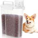 5-7 Lbs Dog Cat Food Storage Container, Portable Travel Pet Food Storage Container with Measuring Cup, Easy-Pouring Bird Seed Dispenser, Airtight Rice Cereal Oatmeal Flour Dispenser -White