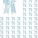 50 Pcs 5 Inches Twist Tie Satin Ribbon Bows Pretied Premade Craft Bows for Treat Bags Gift Wrapping Basket Wedding Baby Shower Brithday Christmas Party (Baby Blue)