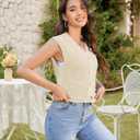 Womens Summer Crop Knit Sweater Vest Sleeveless Button Down Chunky Knit Vest Cardigan with Pockets (M)