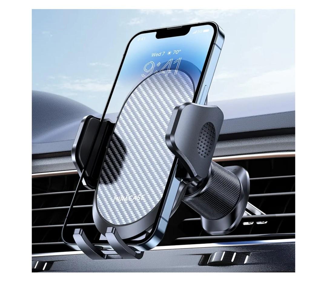 Miracase Phone Holders for Your Car with Metal Hook Clip, Air Vent Cell Phone Stand Car Mount, Universal Automobile Cradle for Garmin GPS Fit iPhone Android and All Smartphones, Dark Black