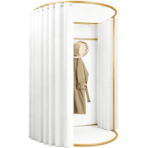 Portable Changing Room with Shading Curtain, Temporary Mobile Privacy Protection Dressing Room, White Foldable Mall Screen for Office Outdoor Activity