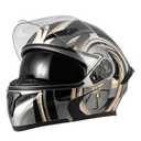 Spark Adult Flip-Up Motorcycle Helmets - DOT Certified Full Face Helmet with Dual Visor & Quick-Release Buckle, Lightweight ABS for Commuting and Touring (Black White, X-Large)