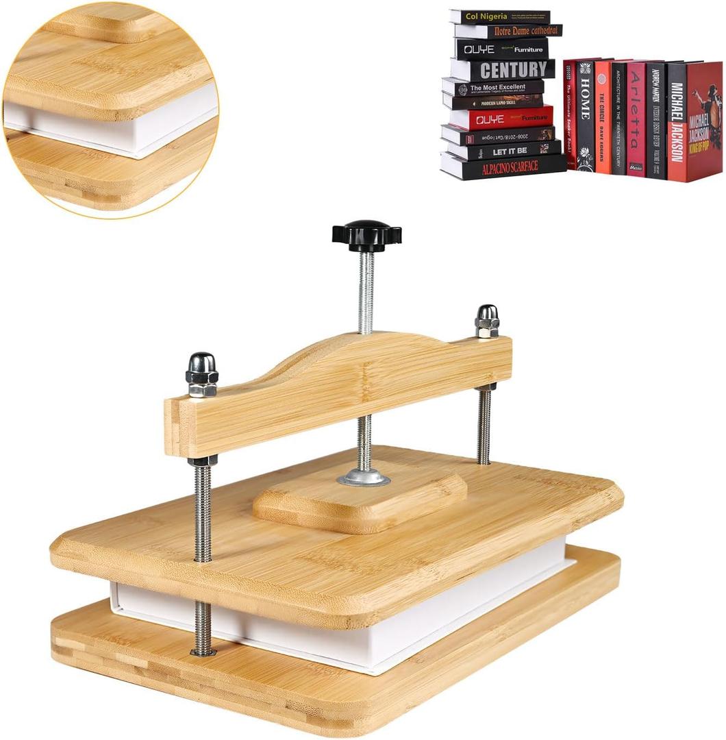 Nuvograin Wooden Book Press, 11.6 x 7.9 Inch Bamboo Book Binding Press for Bookbinding, Portable Bookbinding, Holiday Gift for Thanksgiving and Christmas