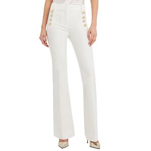 Famulily Womens Classy High Waist Double Breasted Flared Sailor Trousers Pants with Hide Zipper Small